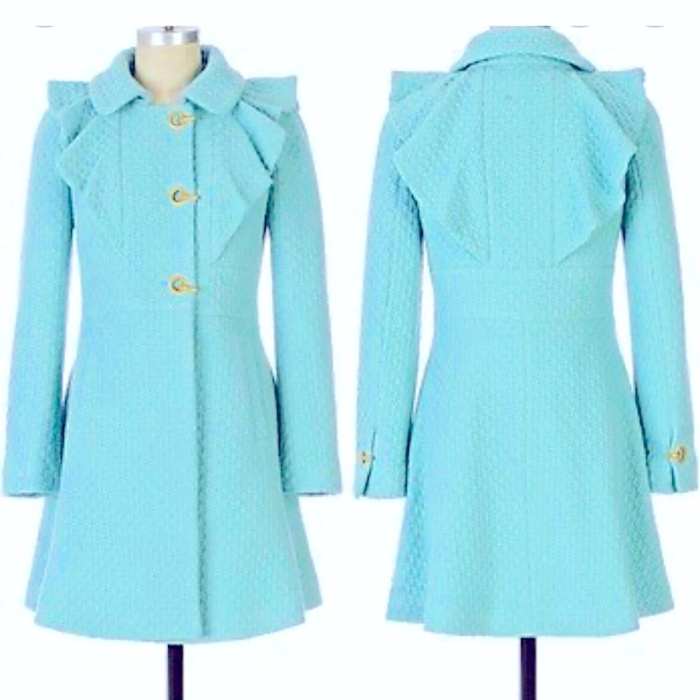 Anthropologie Leifsdottir Floe and Currant Light Blue Lining RARE Coat